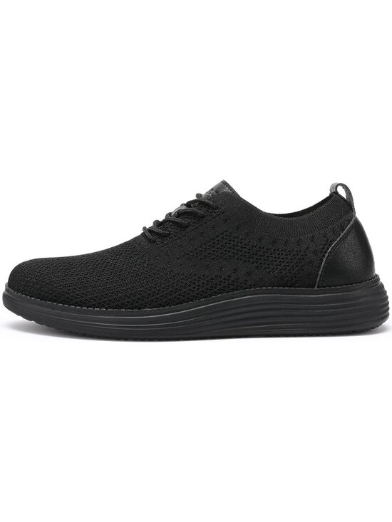 Men\'s Black Casual Dress Sneakers Lace-Up Mesh Breathable Walking Shoes Tennis main image 4